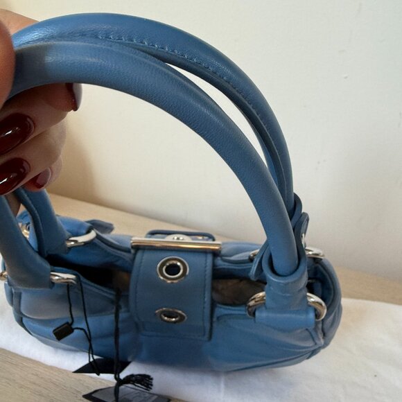 NWT Prada Re-Edition 2002 Moon Bag Nappa Padded Leather In Blue - Picture 7 of 10